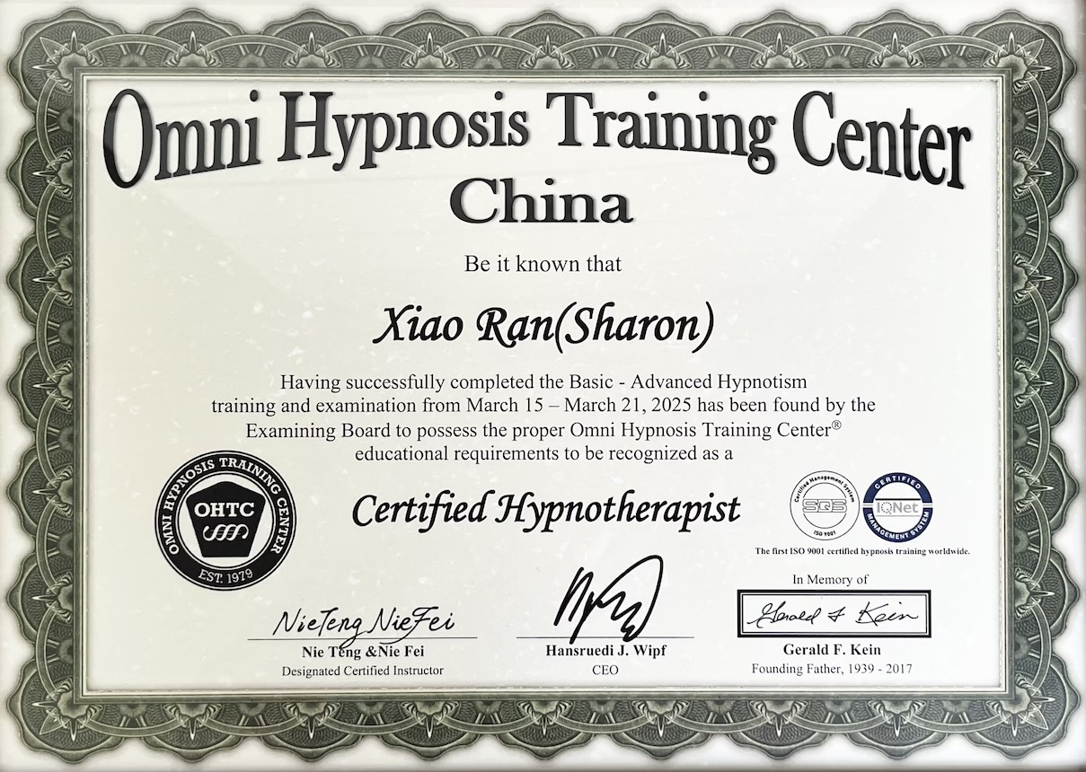 Picture of hypnotherapist certification